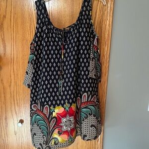 Floral Patterned Peep Shoulder Dress